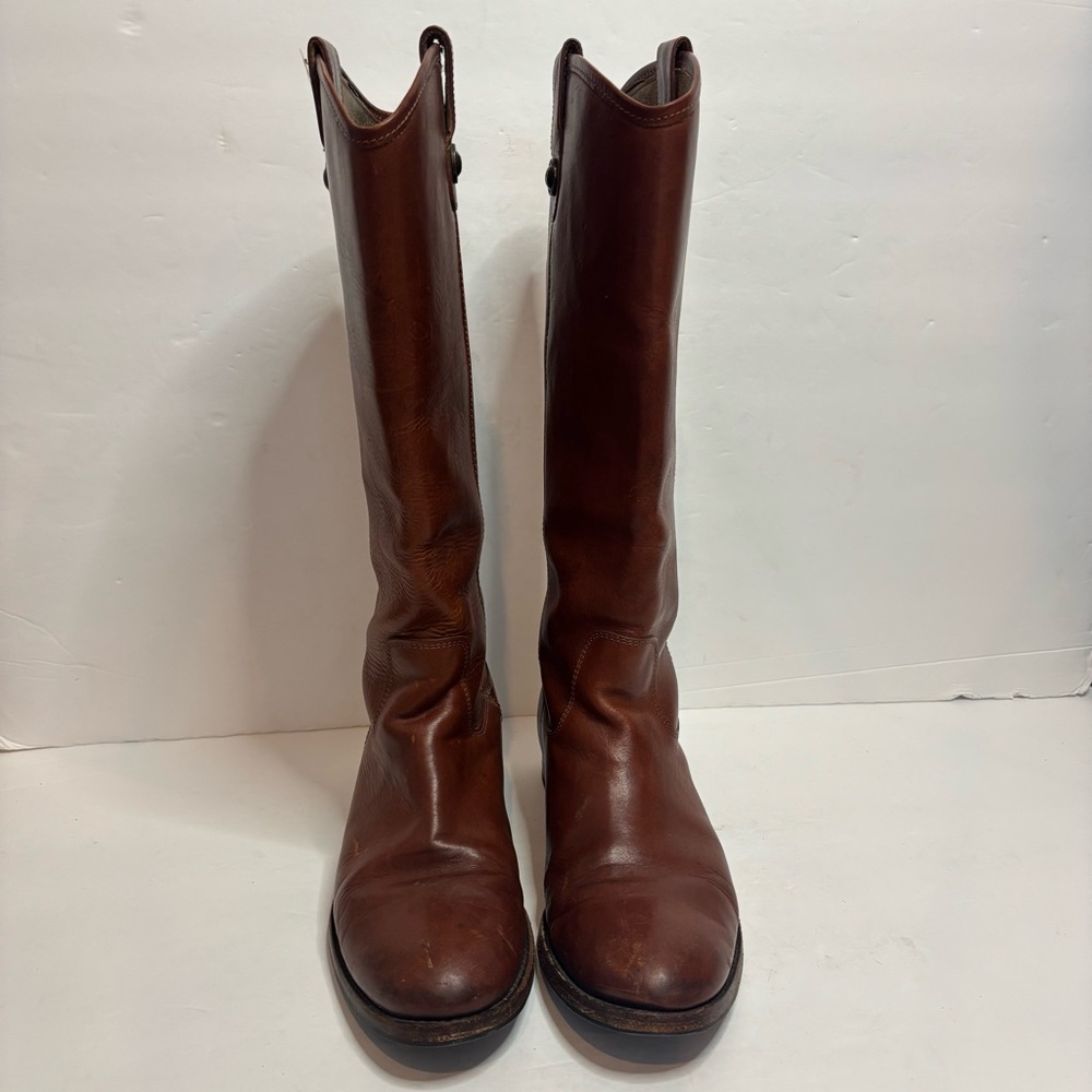 Frye Melissa Button Tall Riding Boots Cognac Saddle Brown 9 - Picture 2 of 13